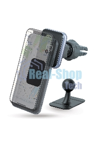 Автомобильный держатель для смартфонов Qumo MagFix, с креплением на решетку воздуховода и на панель (в комплекте), черный