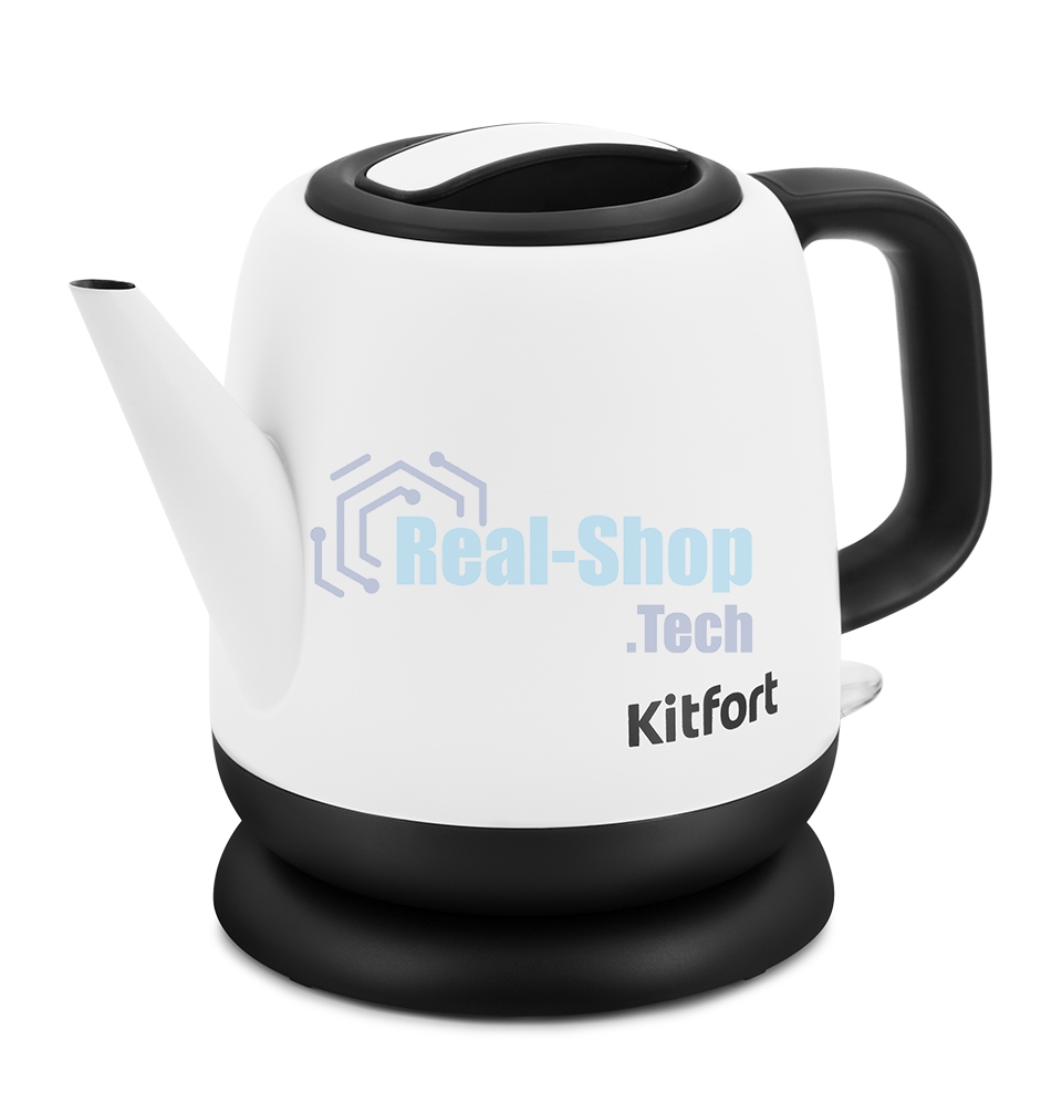 Чайник электрический Kitfort KT-6112 1 л, 1630 Вт, белый/черный (корпус: нержавеющая сталь)