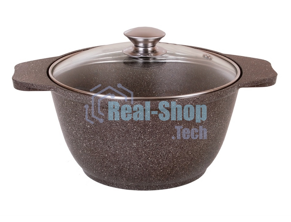 Кастрюля Kukmara КМК22а 2 л, со стеклянной крышкой АП (кофейный мрамор)