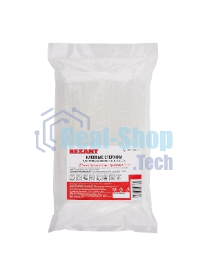 Стержни клеевые Rexant Ø 7 мм, 200 мм, прозрачные, 1 кг (0.5 кг + 0.5 кг) (пакет)