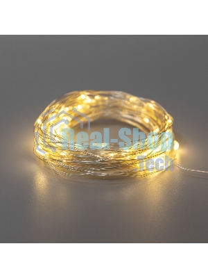 Гирлянда Neon-night Роса 10м, 100 LED, теплый белый, IP44, на батарейках 3хАА, с пультом 8 режимов