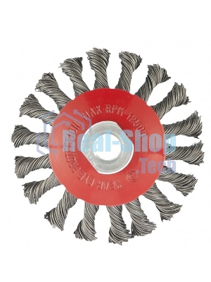 Щетка Matrix для УШМ, 100 мм, М14, Тарелка, крученая проволока 0,5 мм