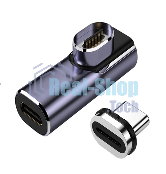 Переходник USB 4 Type-C мама-папа угловой с магнитным разъемом тип 2
