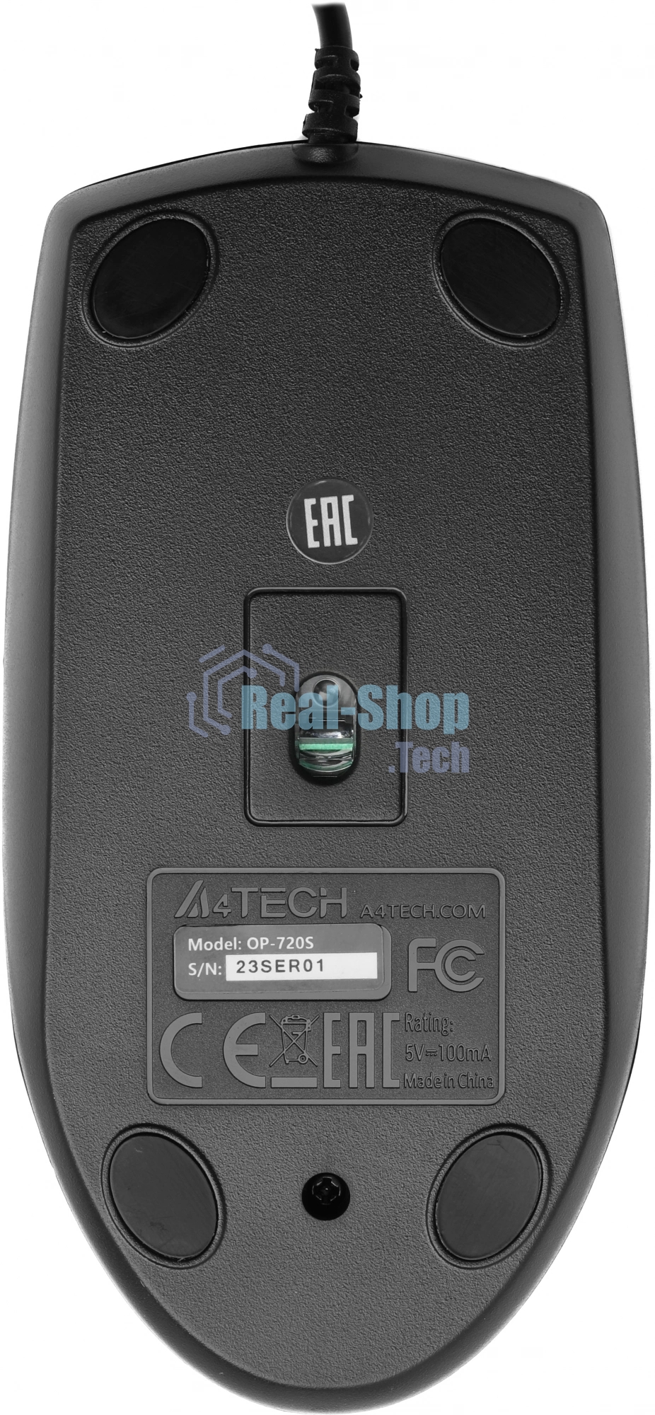 Мышь проводная A4Tech OP-720S черный, 1200 dpi, USB Type-A, кнопки - 3