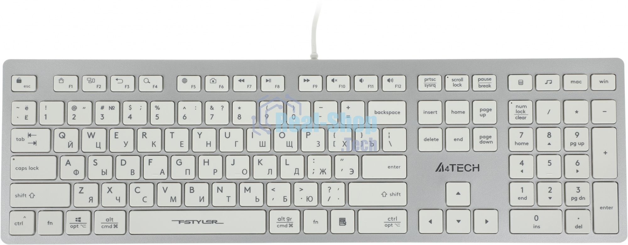Клавиатура проводная A4Tech Fstyler FX50, USB, белый