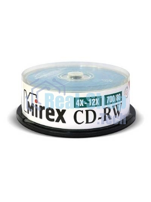 Диск CD-RW Mirex 700 Mb, 12х, Cake Box (25), (25/300)