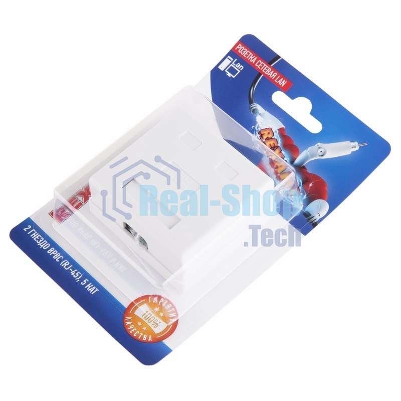 Розетка Rexant сетевая LAN, на стену, (2 гнездо 8Р8С (Rj-45), 5e кат)