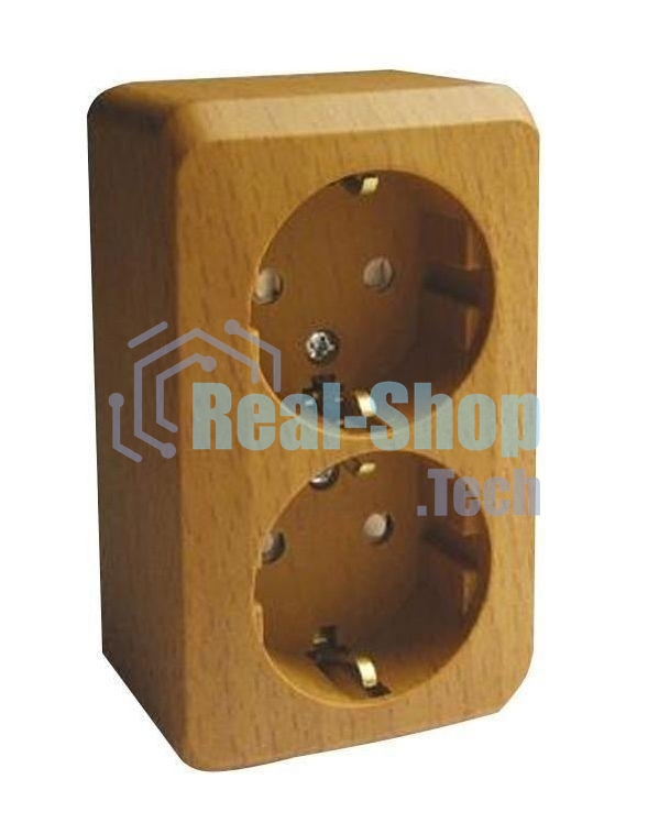 Розетка 2-м ОП Этюд Дача 16А защ. шторки с заземл. бук SchE PA16-008T