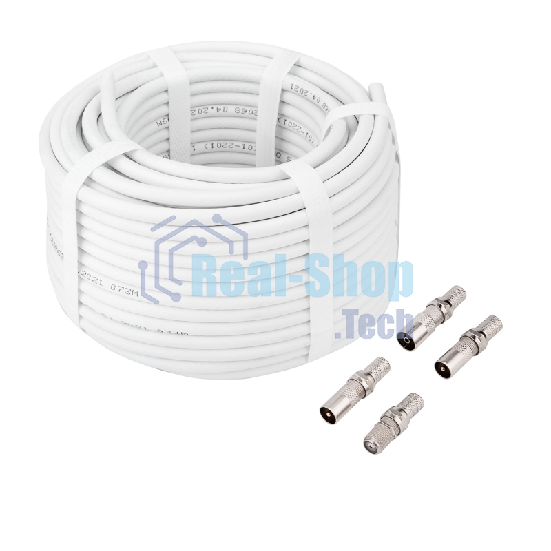 Набор с антенным телевизионным удлинителем для ТВ длиной 30 метров с F-разъемами и ТВ-переходниками Rexant