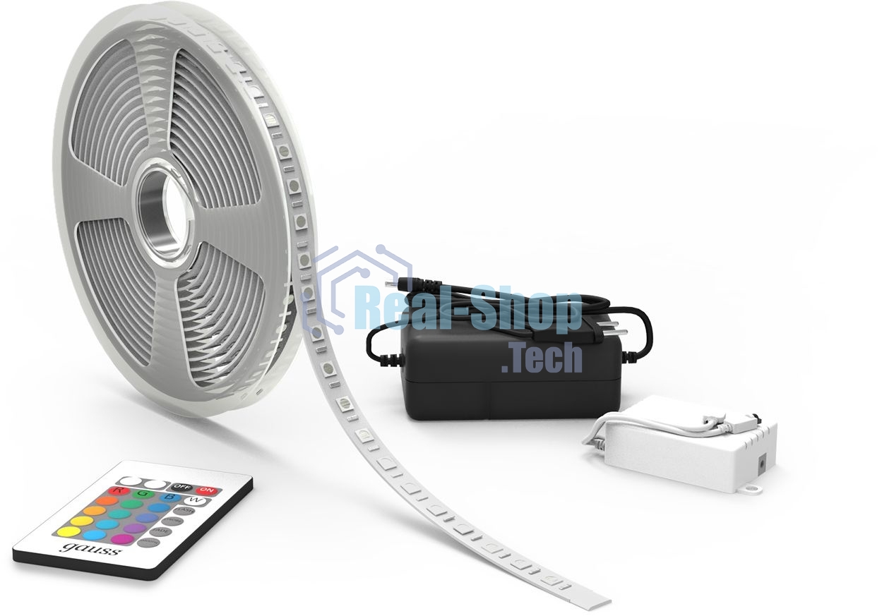 Лента светодиодная Basic в комплекте Gauss 12V 10W/m 700lm/m RGB IP20 LED 3m 1/50