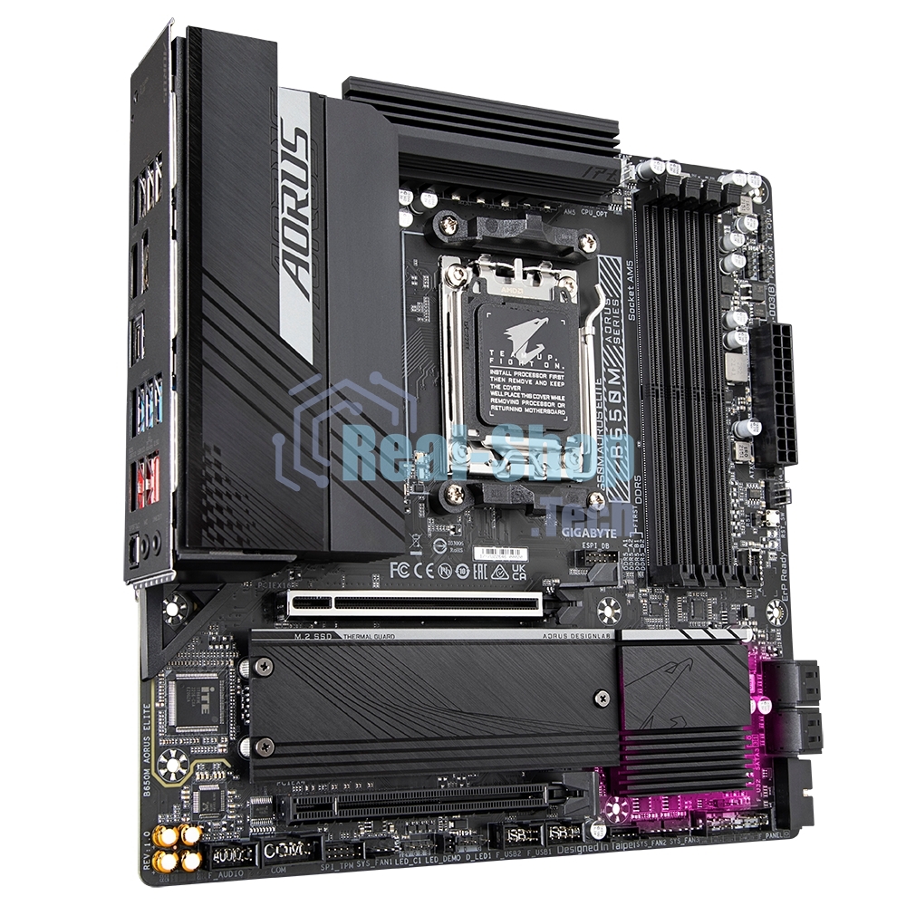 Материнская плата Gigabyte B650M AORUS ELITE, Socket AM5, AMD B650, 4xDDR5, 4xSATA, 2xM.2, 1xPCI-E 4.0 x16, 1xPCI-E 4.0 x4, 1xHDMI, 1xDP, 1x 2.5Gb LAN, 5xUSB-A 3.2 Gen 1, 2xUSB-A 3.2 Gen 2, 4xUSB-A 2.0, 1xUSB-C 3.2 Gen 2, 2x3.5 мм, 7.1, Micro-ATX