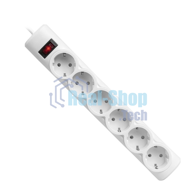 Сетевой фильтр Defender DFS 151 1,8 м, белый, 6 розеток