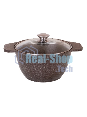 Кастрюля Kukmara 4 л со стеклянной крышкой АП (кофейный мрамор) КМК42а
