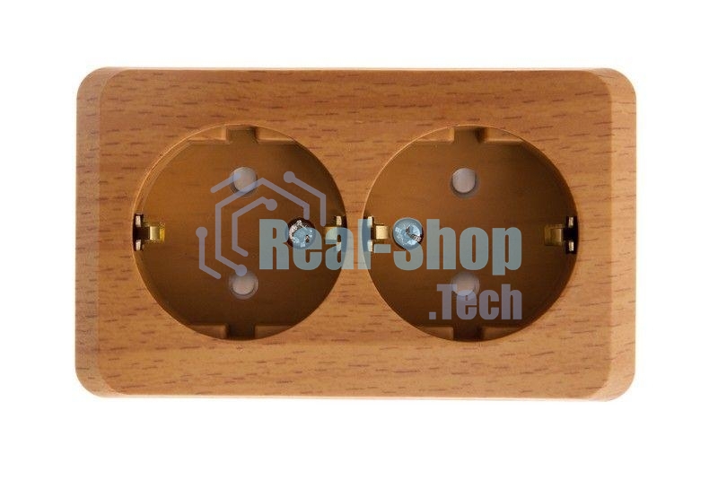 Розетка 2-м ОП Этюд Дача 16А защ. шторки с заземл. бук SchE PA16-008T