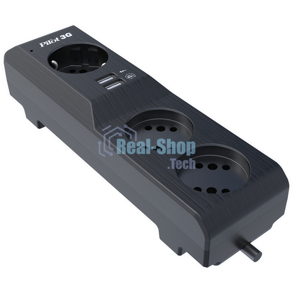 Сетевой фильтр Surge protector Pilot 3G 3xGP euro outlets, 10А/2.2 кВа, 2xUSB, 10m, черный