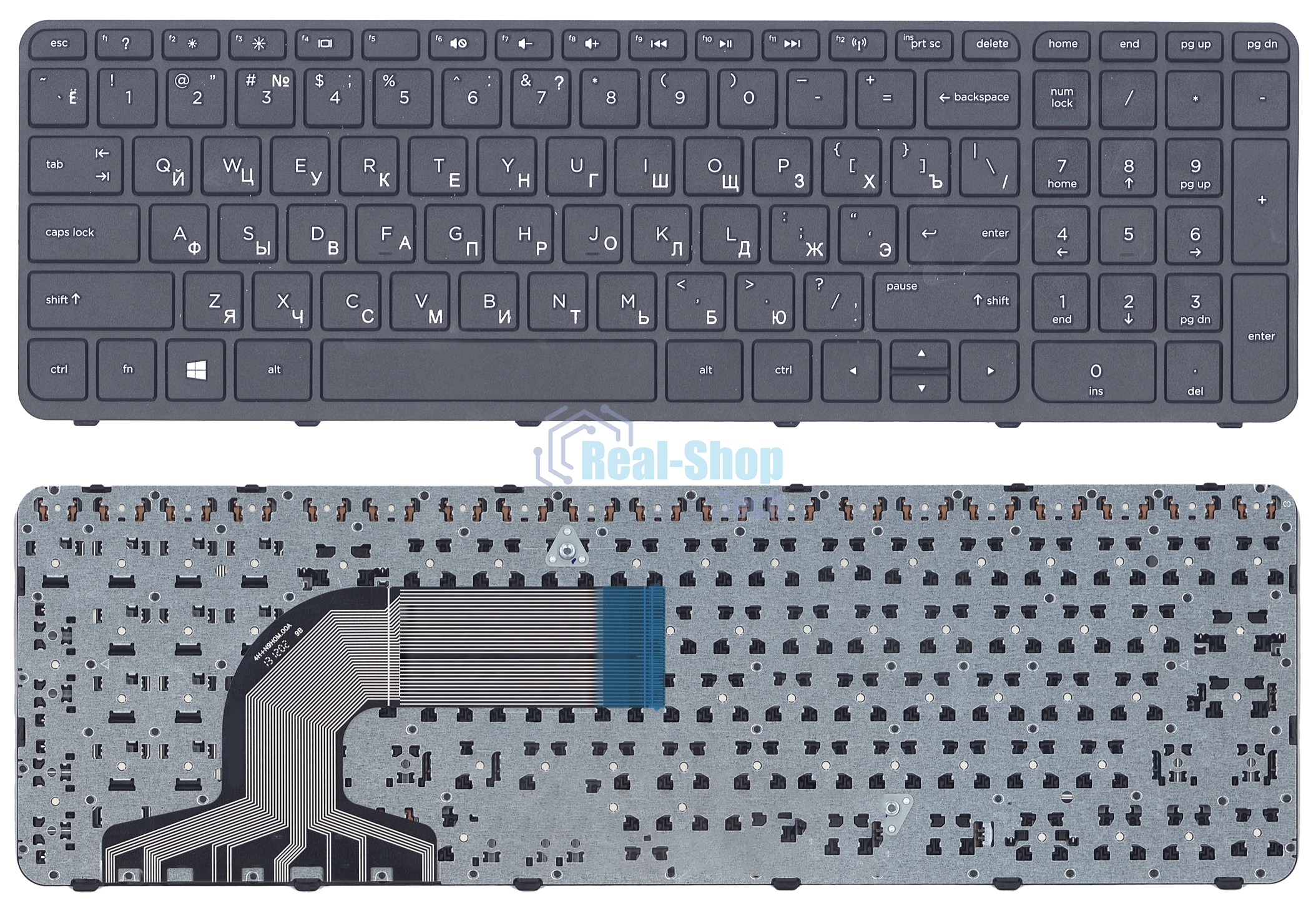 Клавиатура для ноутбука HP Pavilion 15-e черная с рамкой