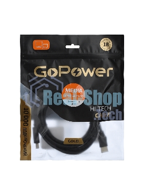 Кабель GoPower HDMI (M)-HDMI (M) 3.0M 00-00027306 черный