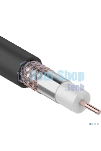 Кабель коаксиальный Rexant RG-6U+Cu, 75 Ом, Cu/Al/Cu, 64%, бухта 100 м, черный OUTDOOR