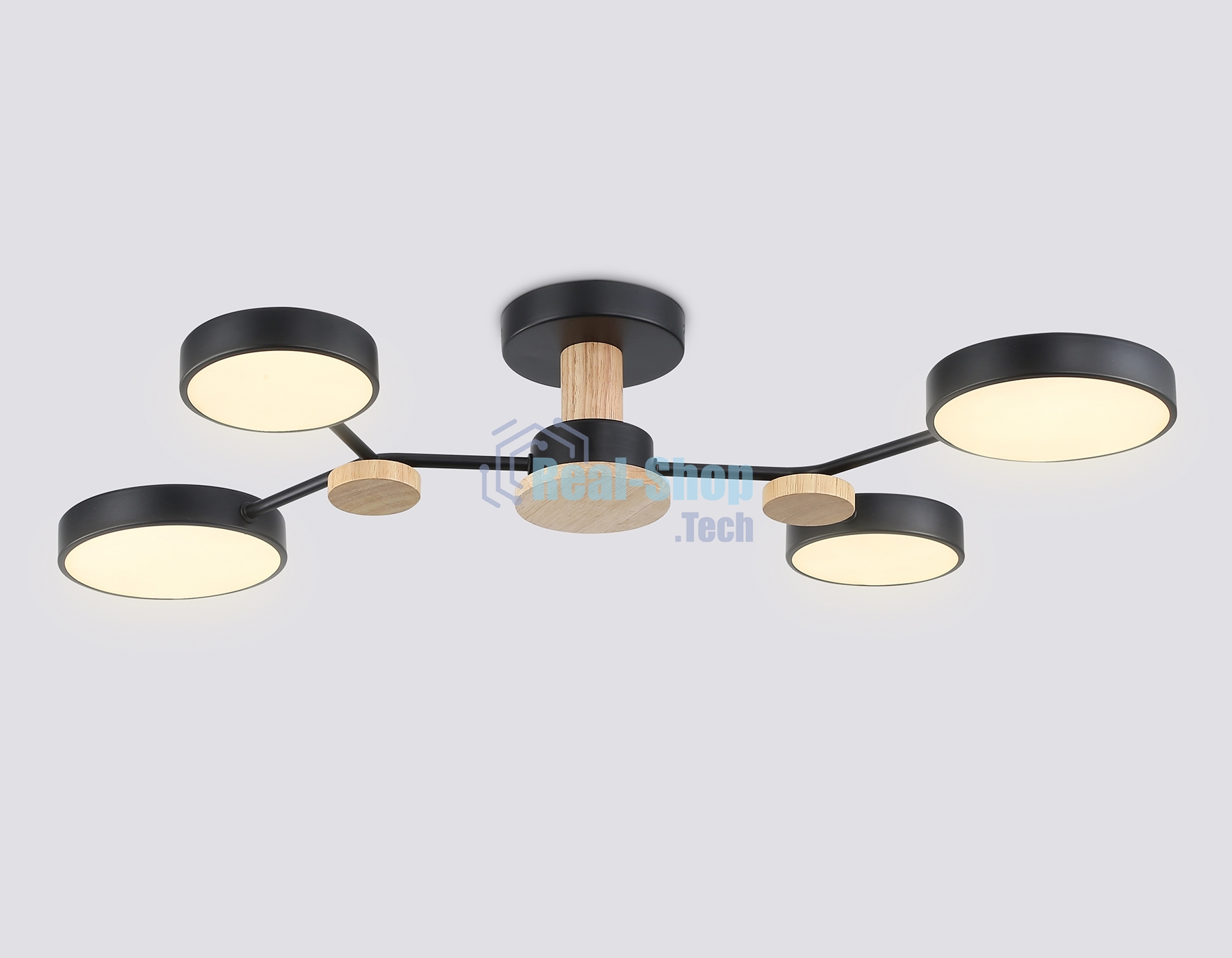 Светильник Ambrella light FL4860/4 BK/WD черный/дерево 60W 3000-6000K 700*400*120 (без ПДУ)