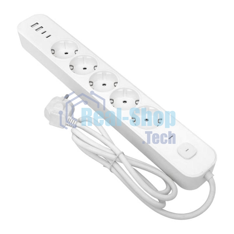 Удлинитель EKF UBA-LUX-515-TC 5х1.5 м IP20 2USB 2.4А+2type-C LUX 1.5 кв.мм