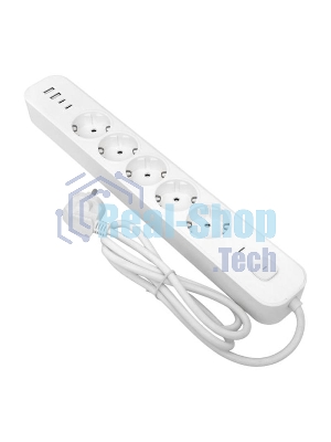Удлинитель EKF UBA-LUX-515-TC 5х1.5 м IP20 2USB 2.4А+2type-C LUX 1.5 кв.мм