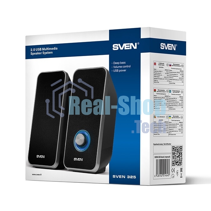 Акустическая система 2.0 SVEN 325, черный, USB, мощность 2x3 Вт(RMS) SVEN 325, черный, USB, акустическая система 2.0, мощность 2x3 Вт(RMS)