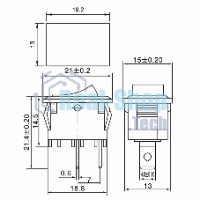 Выключатель клавишный Rexant 250V 6А (2с) ON-OFF красный Mini (RWB-201, SC-768)