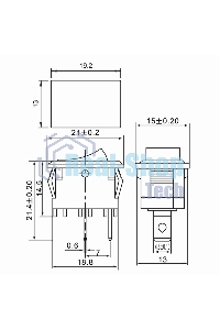 Выключатель клавишный Rexant 250V 6А (2с) ON-OFF красный Mini (RWB-201, SC-768)