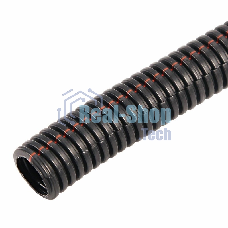 Труба автомобильная гофрированная ПП, Ø12,7 мм, разрезная, негорючая, бухта 50 м/уп.