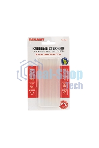 Стержни клеевые Rexant Ø 7 мм, 100 мм, прозрачные светящиеся (12 шт./уп.) (блистер)