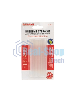 Стержни клеевые Rexant Ø 7 мм, 100 мм, прозрачные светящиеся (12 шт./уп.) (блистер)