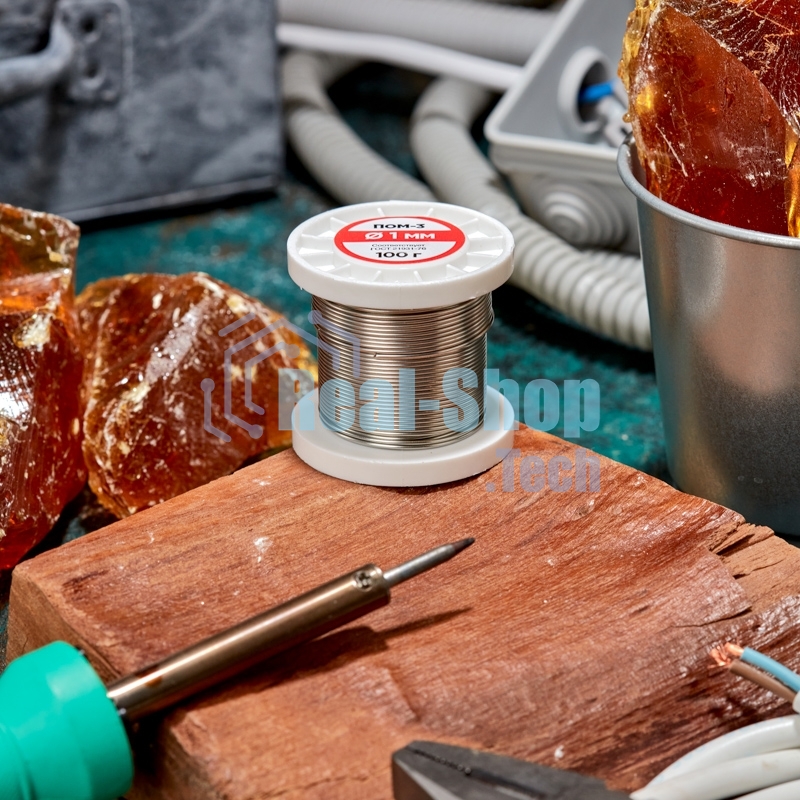 Припой Rexant ПОМ-3, 100г, Ø1мм, (олово 97%, медь 3%), бессвинцовый, ГОСТ 21931-76, катушка