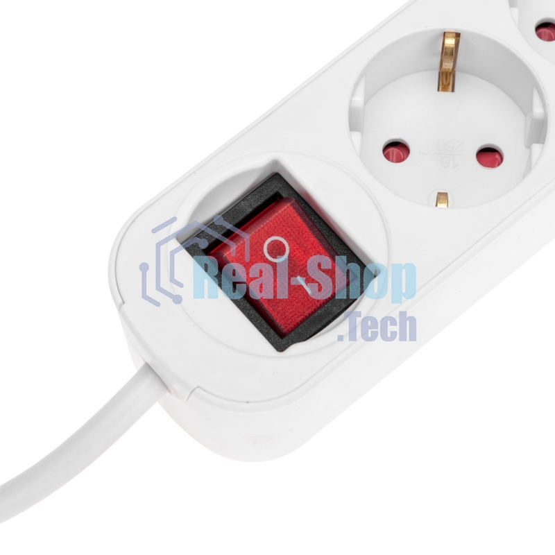 Удлинитель Rexant STANDARD 3 гнезда, 3 м, 3х1,0 мм², с/з, с выключателем, 2 USB, белый