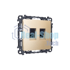 Комплект механизма компьютерной двойной розетки RJ-45 (8P8C) CAT6 с автоматической защитной шторкой ALFA Шампань QUANT (AP6121, VM189) MA612110