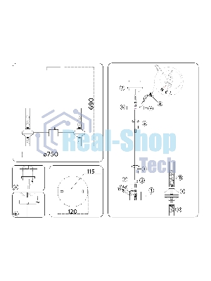 Люстра Ambrella light LH55360/14 BS/CL латунь/прозрачный G9/14 max 30W D750*690