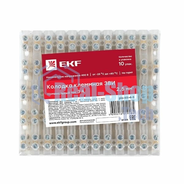Колодка клеммная 4мм 3А EKF plc-KK-4-3