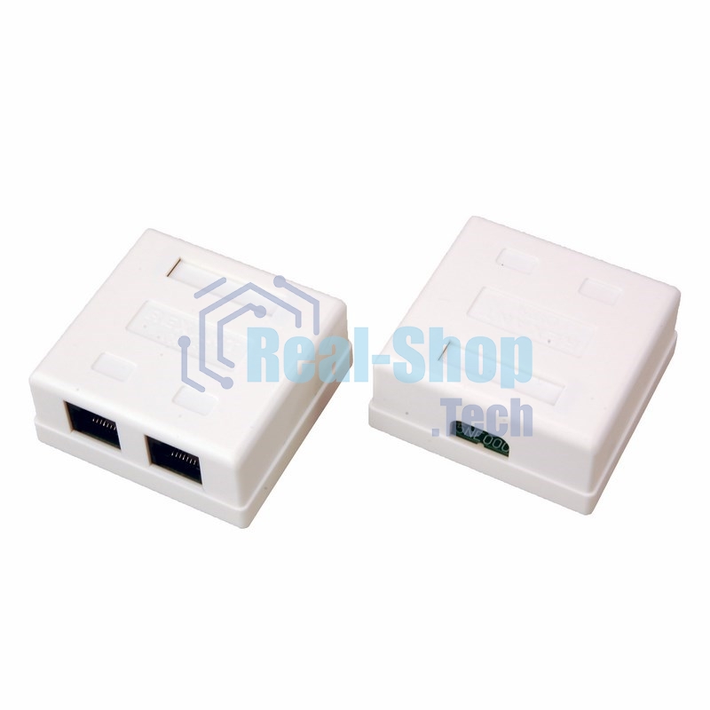 Розетка Rexant сетевая LAN, на стену, (2 гнездо 8Р8С (Rj-45), 5e кат)