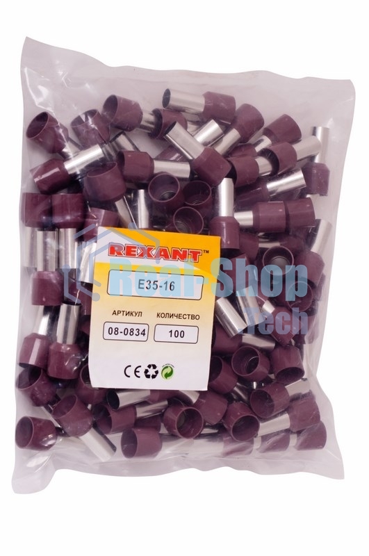 Наконечник штыревой втулочный изолированный Rexant F-16 мм 35 мм² (НШВи 35-16) красный