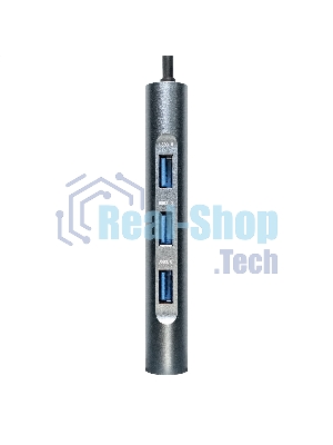 USB-концентратор ExeGate EX293985RUS DUB-31C/MAX (кабель-адаптер USB Type-C --> 3xUSB3.0 + Card Reader + PD 100W + HDMI 4K@30Hz + VGA + Audio + Lan RJ45 10/100/1000Mb, Plug&Play, серый)