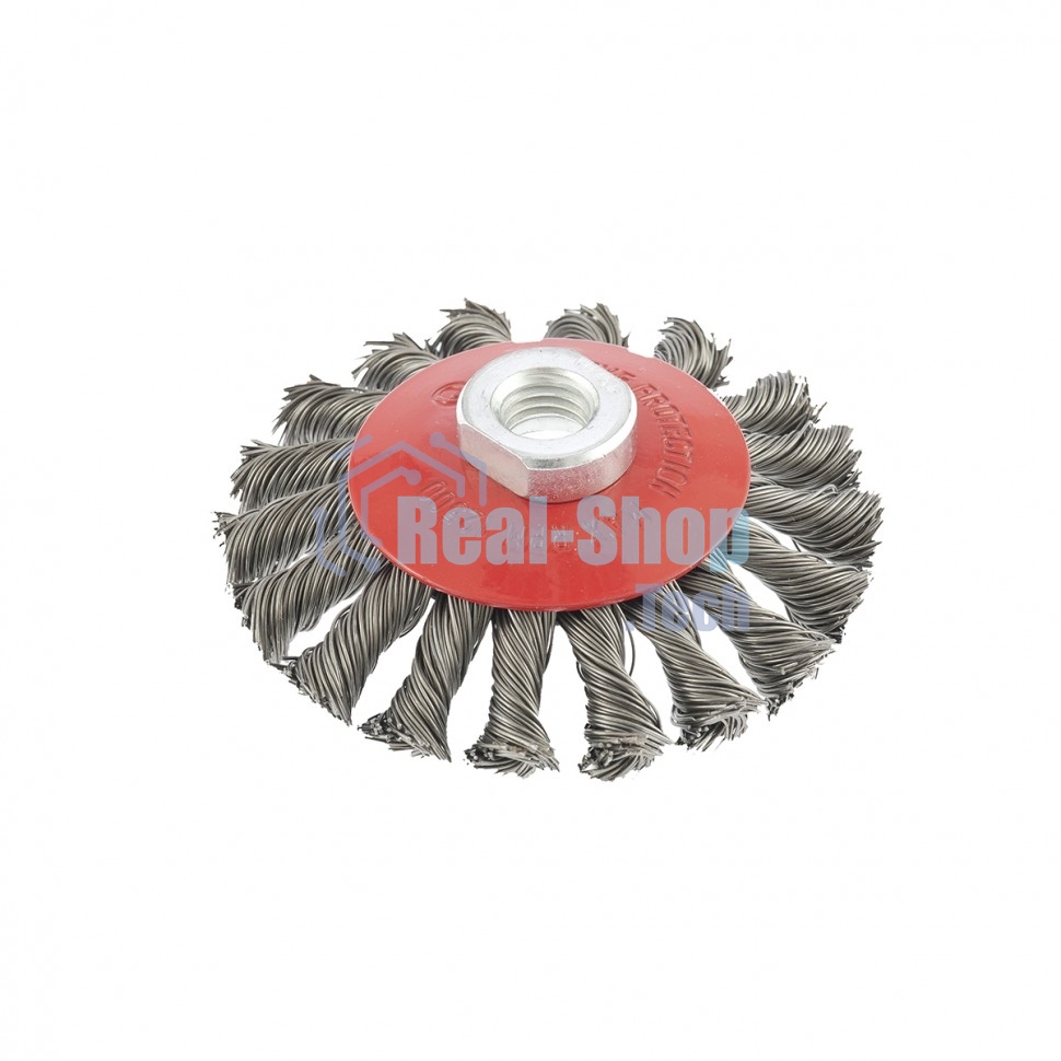 Щетка Matrix для УШМ, 100 мм, М14, Тарелка, крученая проволока 0,5 мм