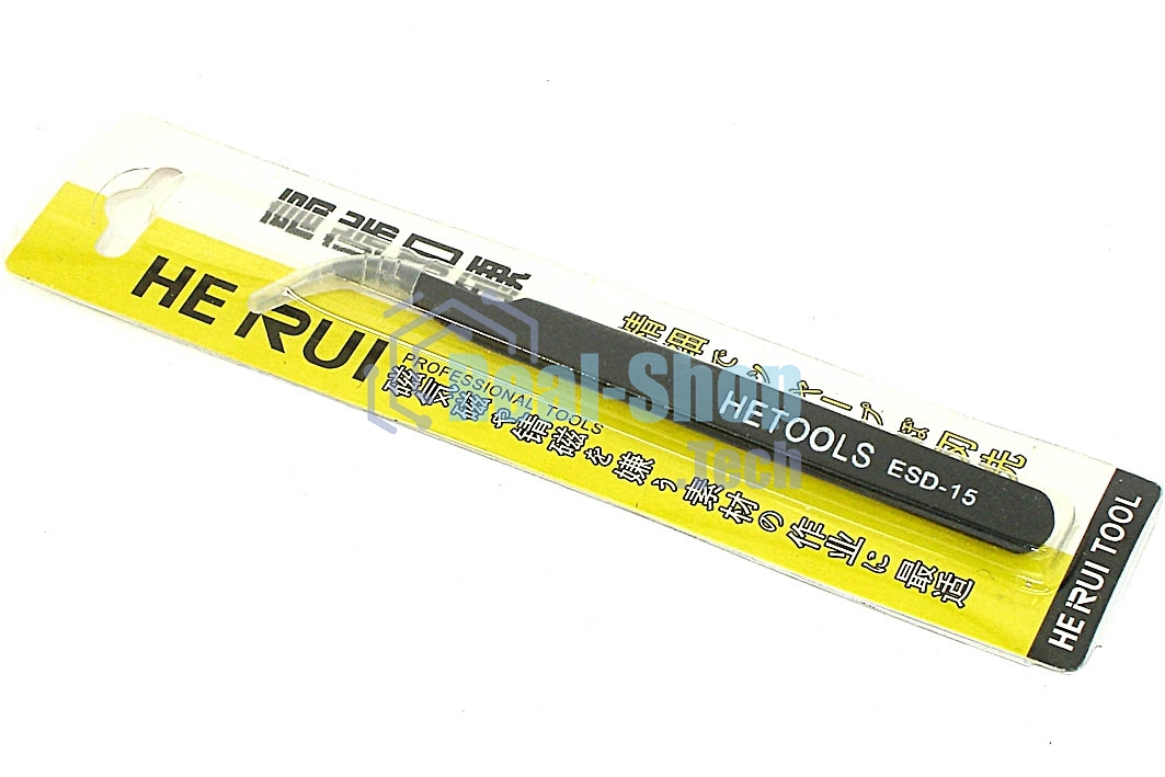 Пинцет HETOOLS ESD-15 изогнутый 120 мм черный