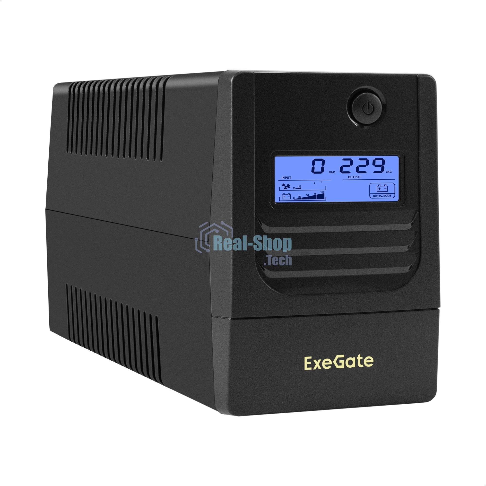 ИБП ExeGate Smart LB-600.LCD.AVR.2SH (600VA/360W, LCD, AVR, 2*Schuko, батарея 12V 7.2Ah, Black)