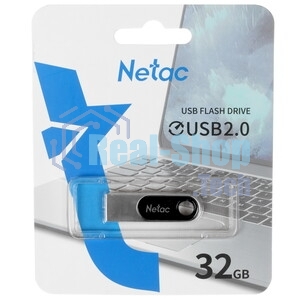 Флешка USB Netac U278 (NT03U278N-032G-20PN), 32Gb, USB 2.0, R/W 50/10, серебристый/черный