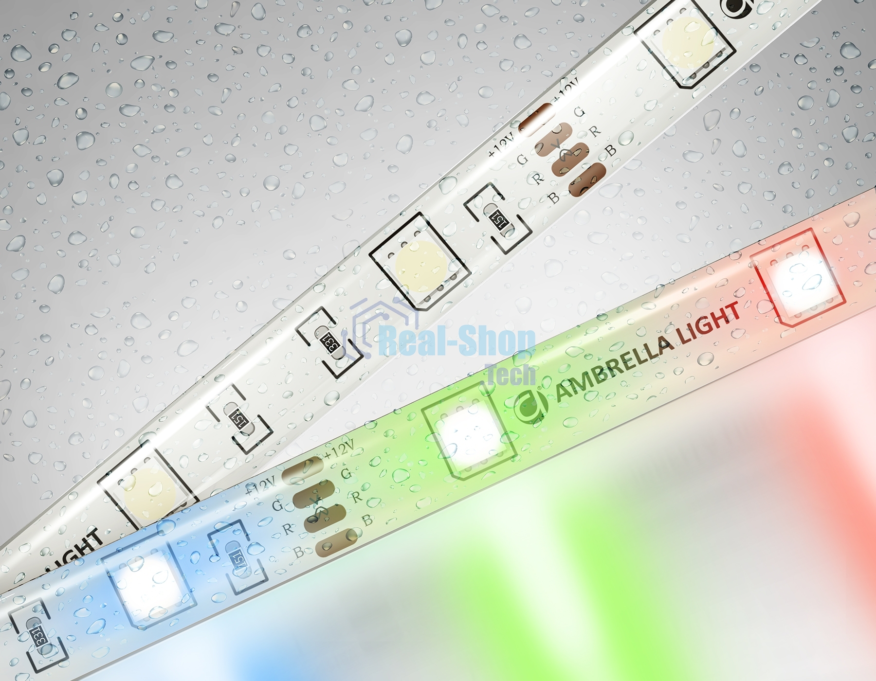 Светодиодная лента Ambrella light GS2301 5050 30Led/ 7.2W m/ 12V IP65 RGB/ 5000*10*2.87mm (4 конт.)
