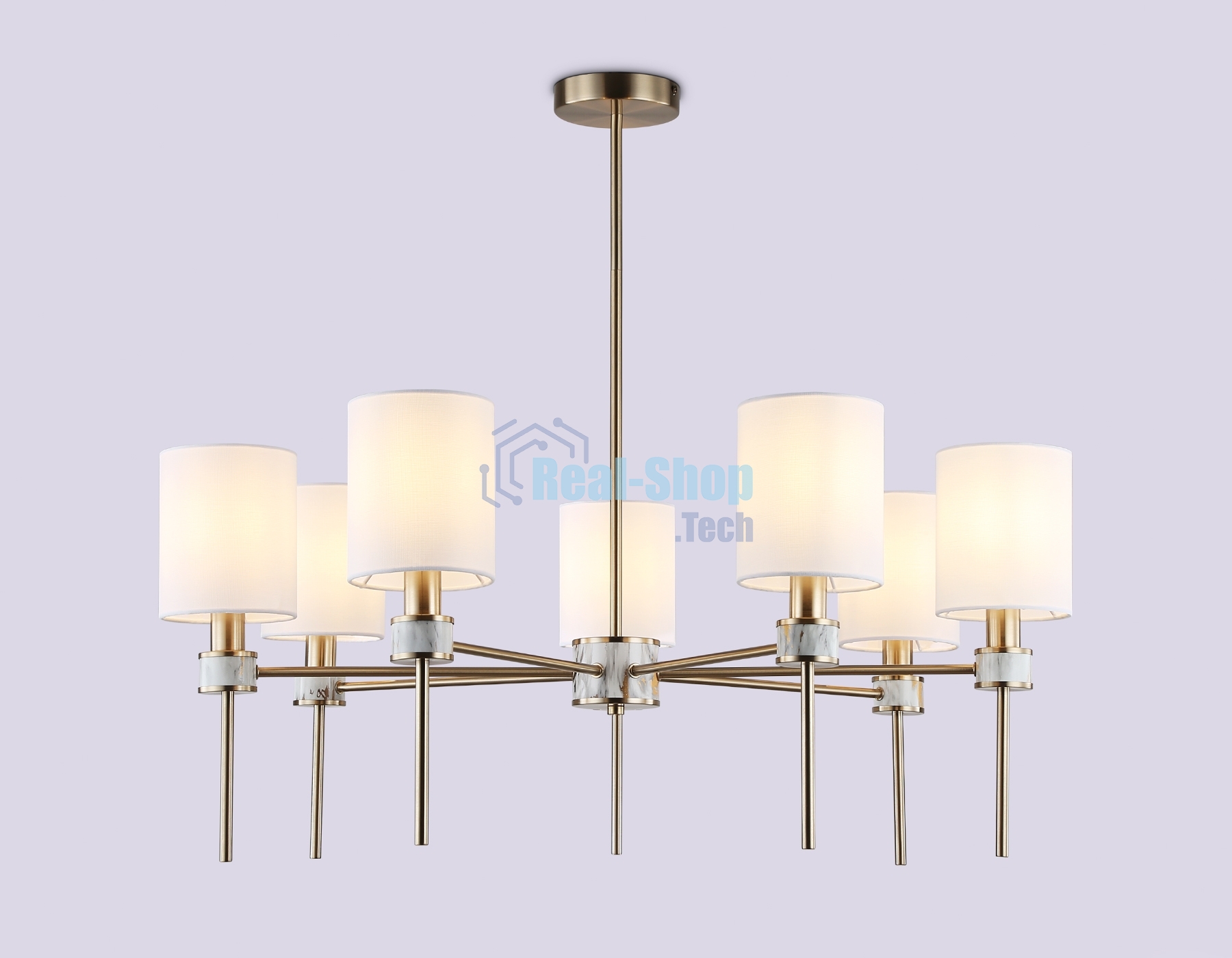 Люстра Ambrella light LH72373/7 DBS/WH темная латунь/белый E14/7 max 40W D840*720