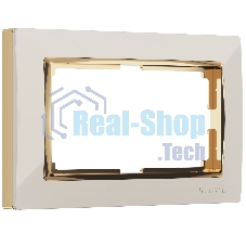 Рамка для двойной розетки (слоновая кость/золото) W0081932