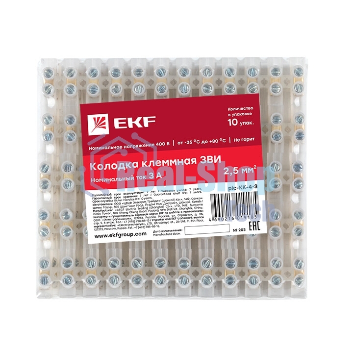 Колодка клеммная 4мм 3А EKF plc-KK-4-3