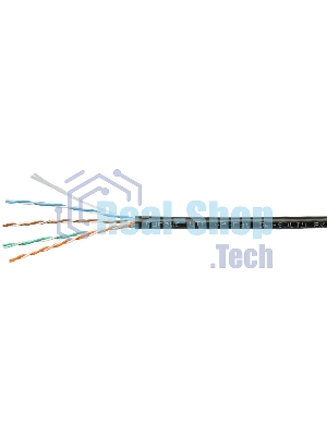 Кабель витая пара U/UTP 5e кат. 4 пары Cabeus UTP-4P-Cat.5e-SOLID-BK 24AWG (0.51 мм), медь, одножильный (solid), внутренний, PVC, нг(A)-LS, чёрный, уп/
