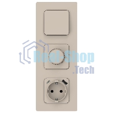FLITE Розетка с заземлением со шторками 16А с USB A+C 20Вт быстрозажимные клеммы РСЮшс11-1-ФлЛ льняной | FI-R14-16-1-U22-020-K88 | IEK
