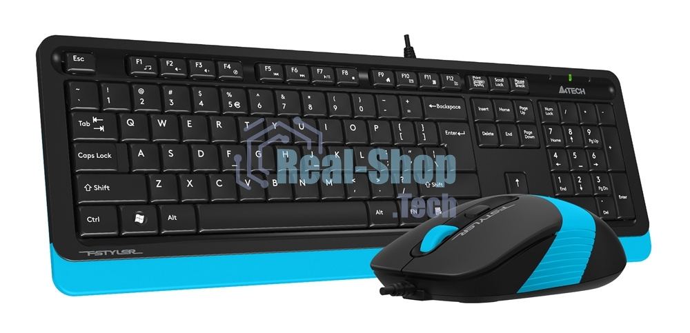 Комплект клавиатура + мышь A4Tech Fstyler F1010 клав:черный/синий мышь:черный/синий USB Multimedia